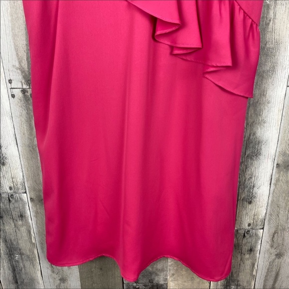 Everly Fuchsia Pink Ruffle Front Dress Size Small - Picture 3 of 16